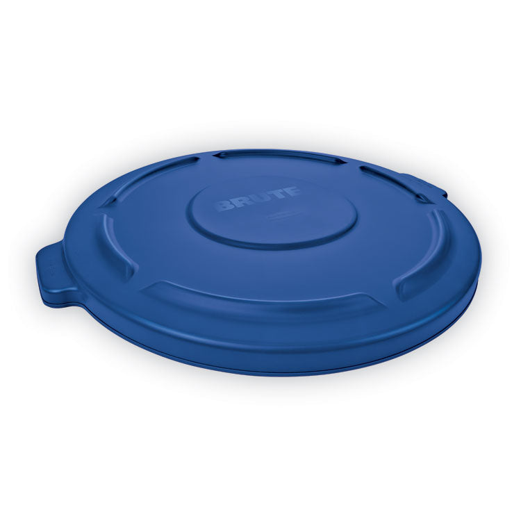 Rubbermaid Commercial - BRUTE Self-Draining Flat Top Lids for 32 gal Round BRUTE Containers, 22.25" Diameter, Blue