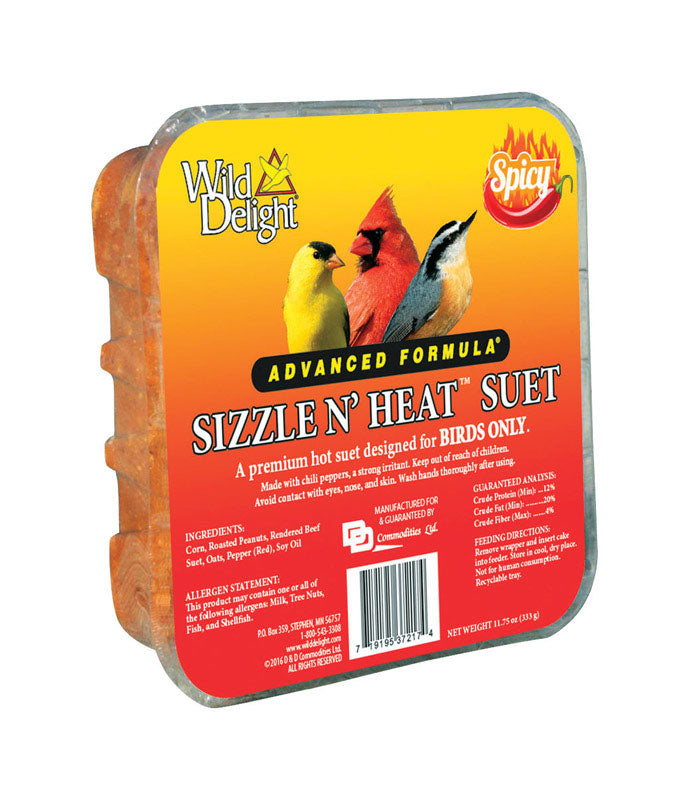 WILD DELIGHT - Wild Delight Sizzle N Heat Songbird Beef Suet Wild Bird Food 11.75 oz - Case of 12