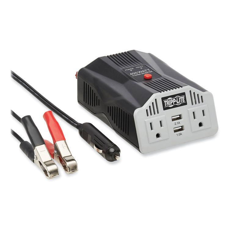 Tripp Lite - PowerVerter Ultra-Compact Car Inverter, 400 W, Two AC Outlets/Two USB Ports, 3.1 A