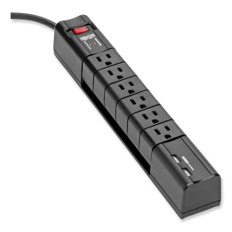 Tripp Lite - Protect It! Surge Protector, 6 AC Outlets/2 USB Ports, 8 ft Cord, 1,080 J, Black
