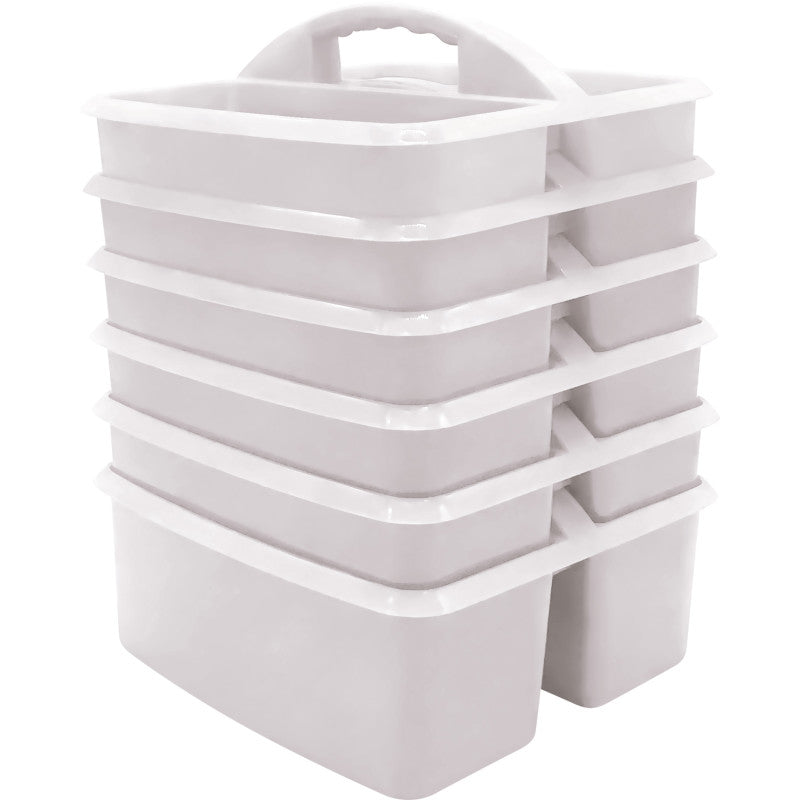 TEACHER CREATED RESOURCES - White Plastic Storage Caddy, Pack of 6