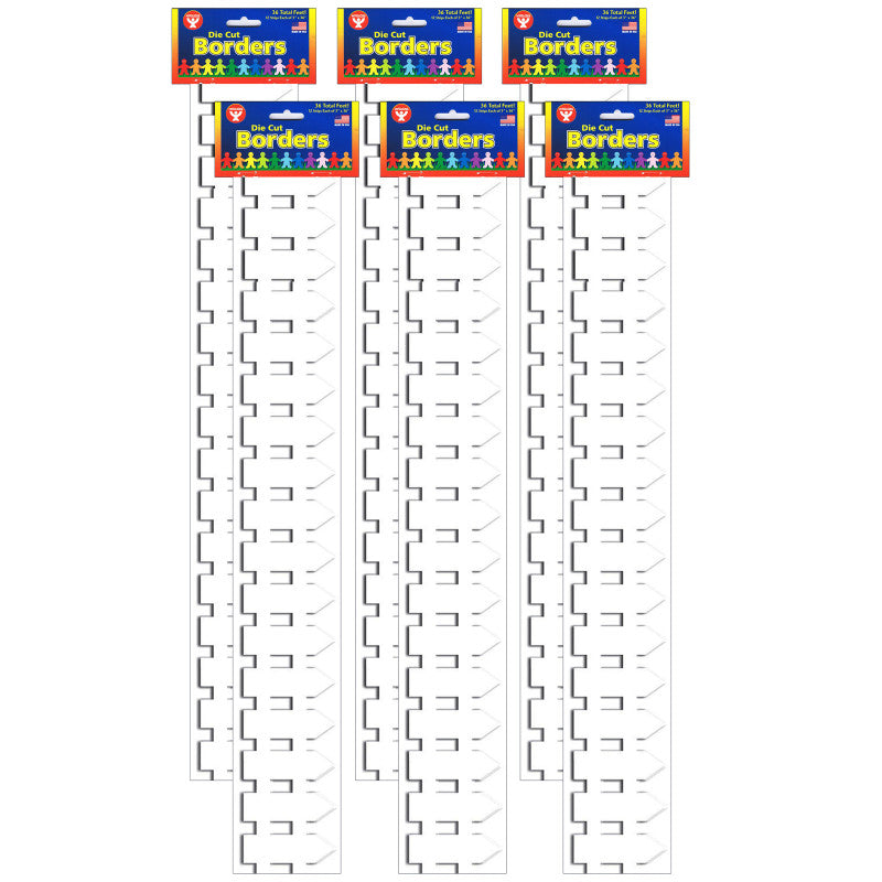 HYGLOSS - White Fence Border, 12 Strips/36 Feet Per Pack, 6 Packs