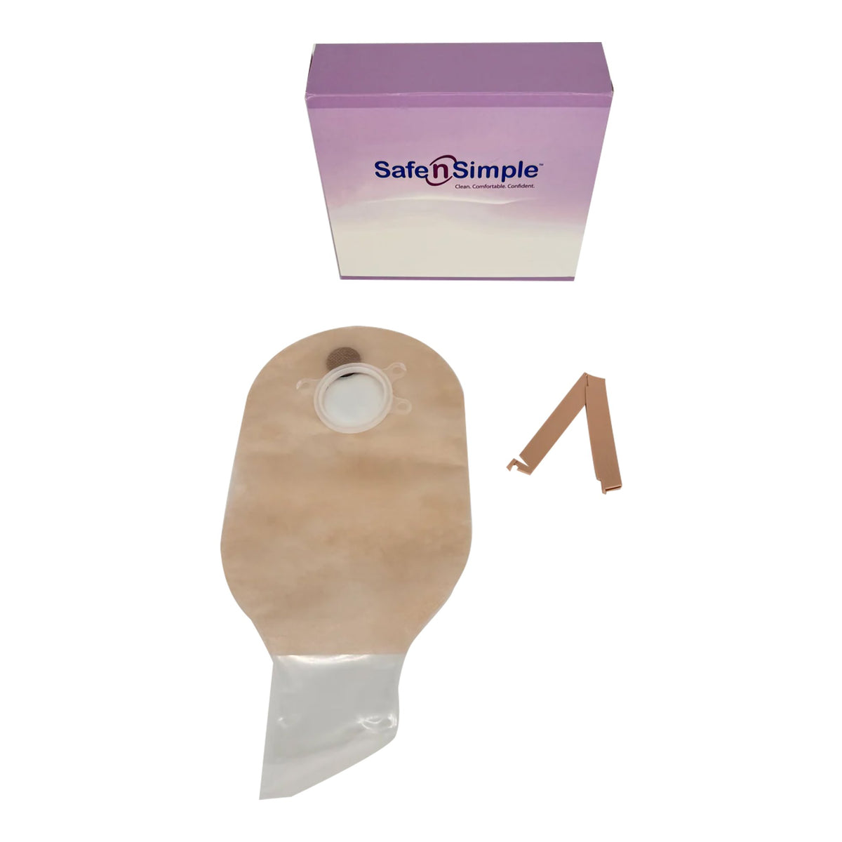 Safe N Simple - Ostomy Pouch Safe n Simple™ Two-Piece System 12 Inch Length Without Barrier Drainable [80/CS] (1242506_CS)