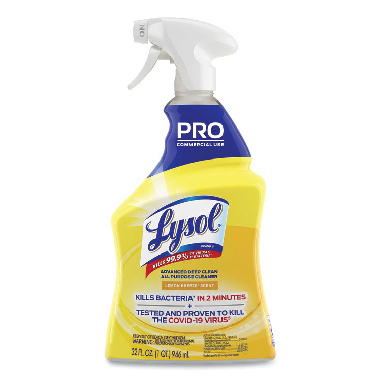 Professional LYSOL Brand - Advanced Deep Clean All Purpose Cleaner, Lemon Breeze, 32 oz Trigger Spray Bottle