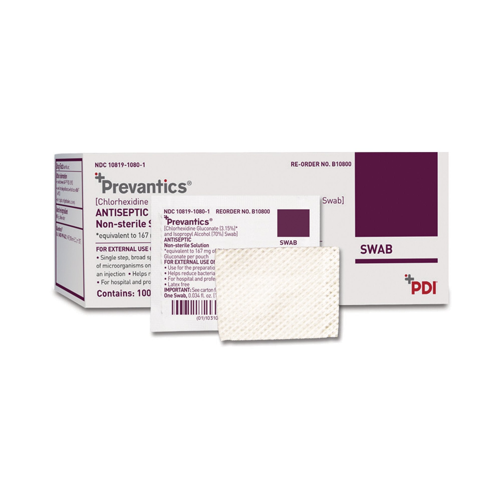 Professional Disposables - Antiseptic Prep Pad Prevantics® 3.15% / 70% Strength CHG (Chlorhexidine Gluconate) / Isopropyl Alcohol Individual Packet NonSterile [100/BX]