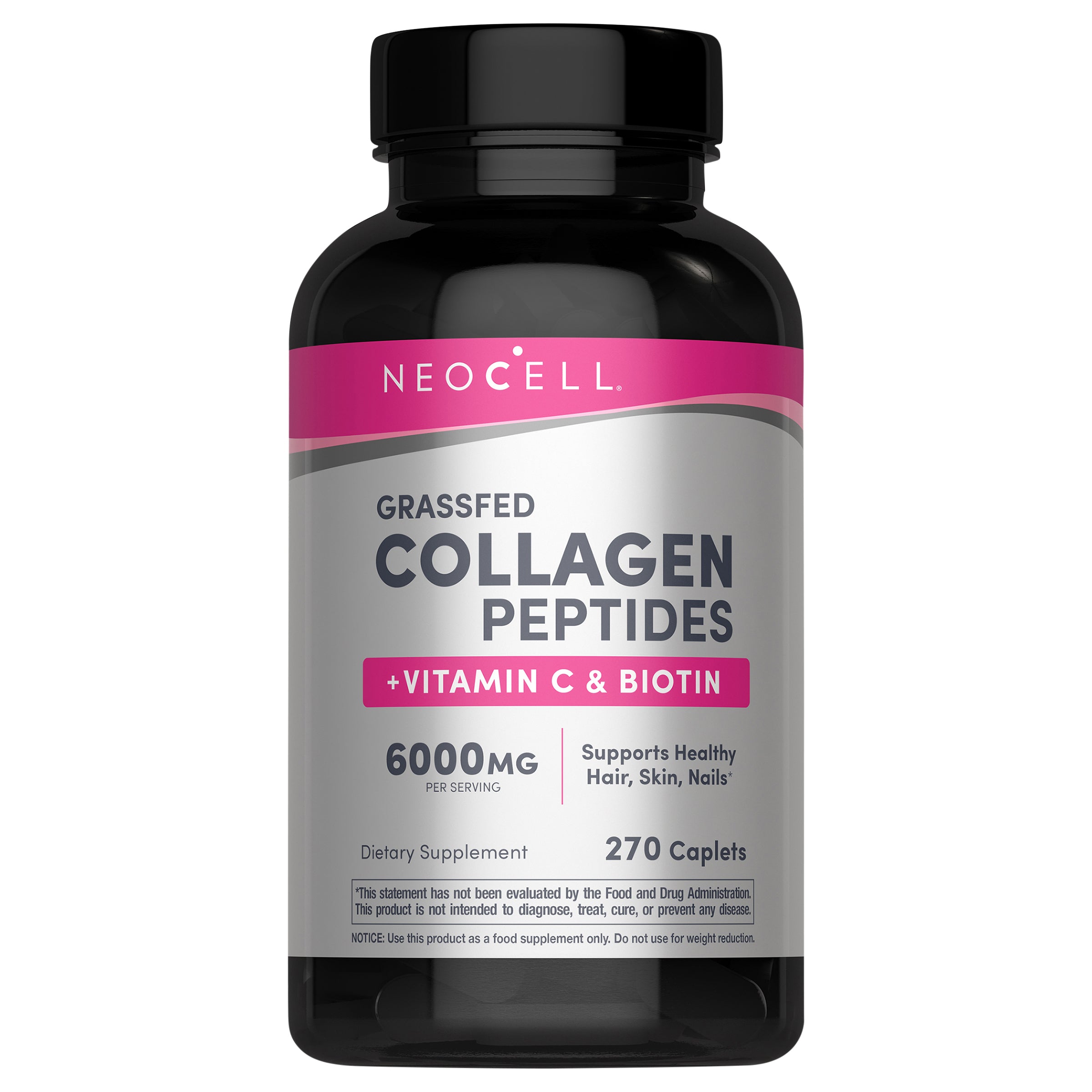 NeoCell Grassfed Collagen Peptides +Vitamin C & Biotin 6000 mg 270 Caplets - Case of 1