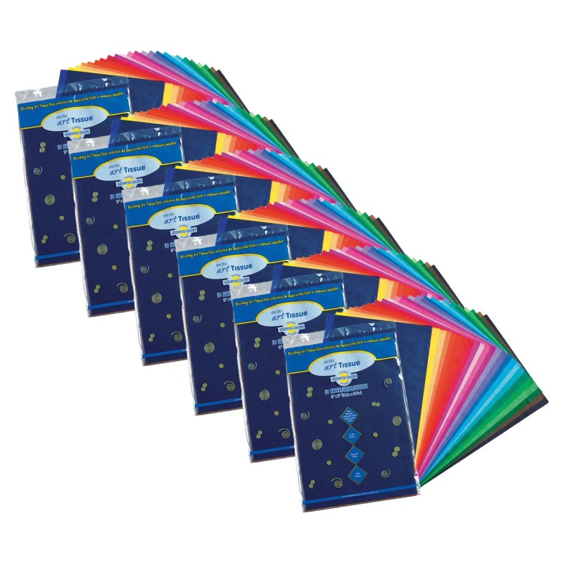 SPECTRA - Deluxe Bleeding Art Tissue, 25 Colors, 12" x 18", 50 Sheets Per Pack, 6 Packs