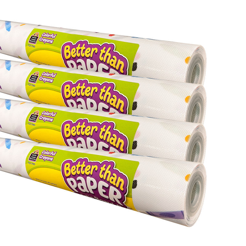 TEACHER CREATED RESOURCES - Better Than Paper Bulletin Board Roll, Colorful Crayons, 4-Pack