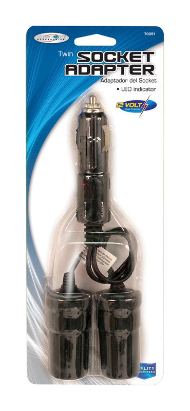 CUSTOM ACCESSORIES - Custom Accessories 12 V Black Twin Plug Lighter Socket 1 pk