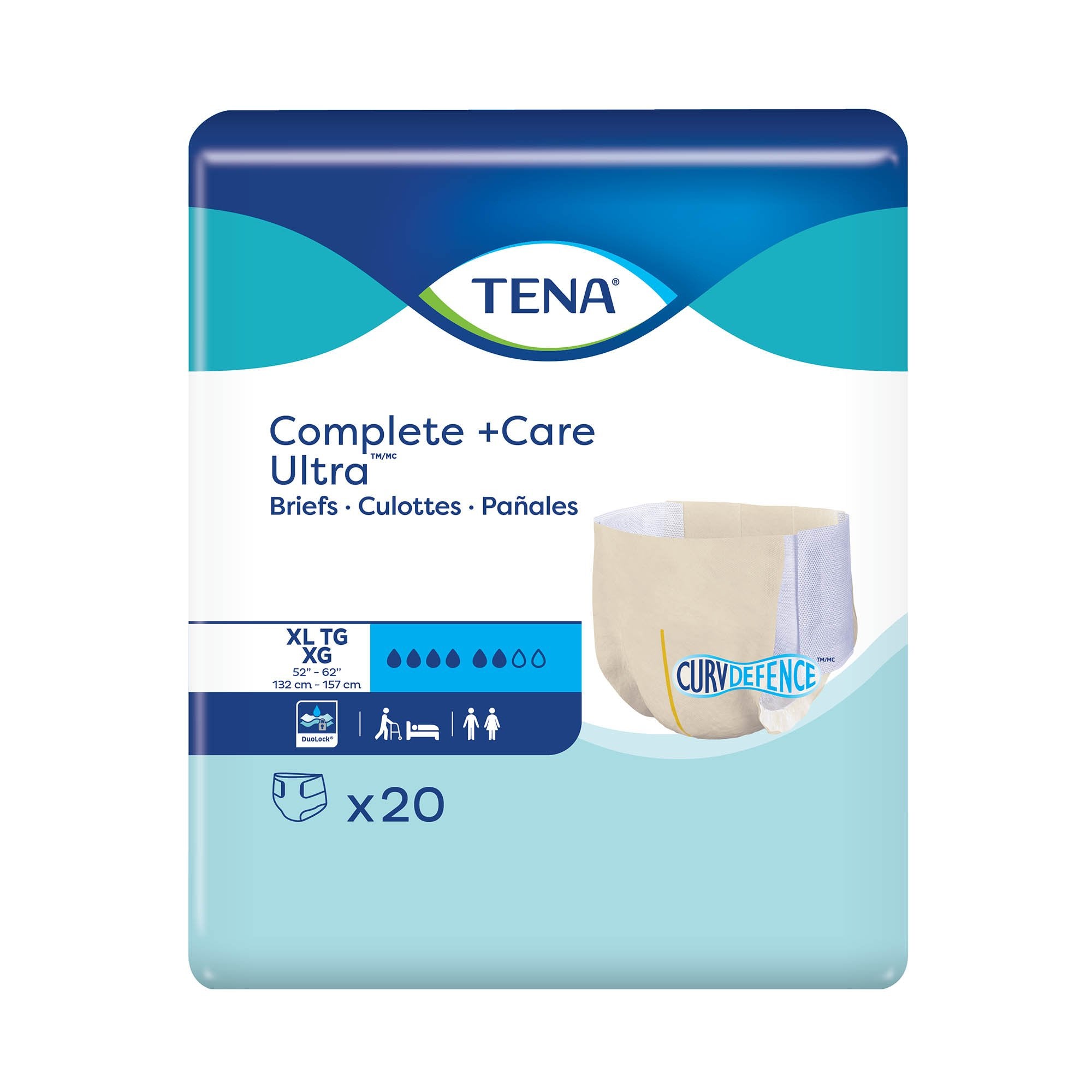 Essity HMS North America Inc - Unisex Adult Incontinence Brief TENA Complete + Care Ultra™ X-Large Disposable Moderate Absorbency [20/PK]