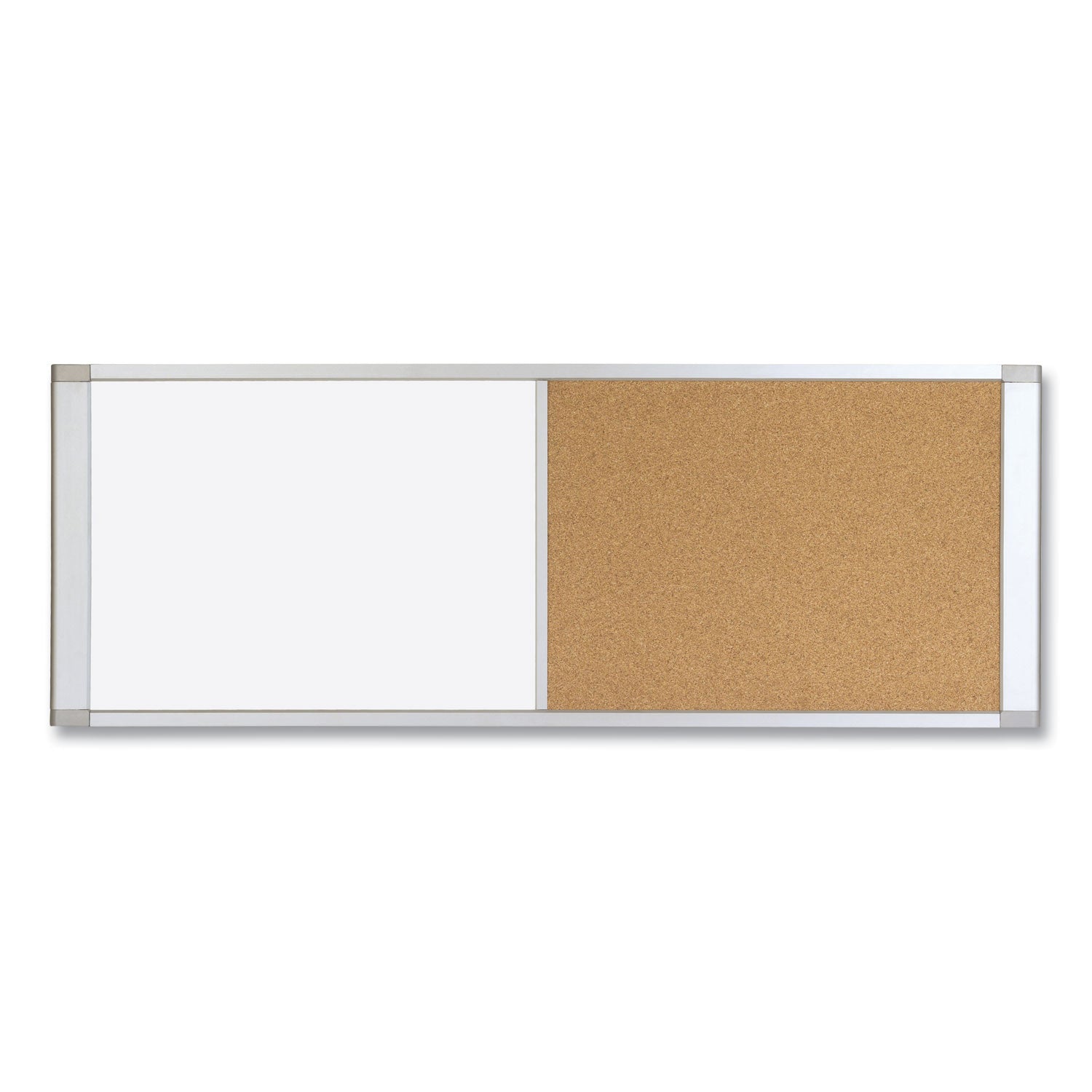 Cubicle Workstation Dry Erase Board, Combo Magnetic Dry Erase/Bulletin, 36" x 18", Tan/White Surface, Satin Aluminum Frame
