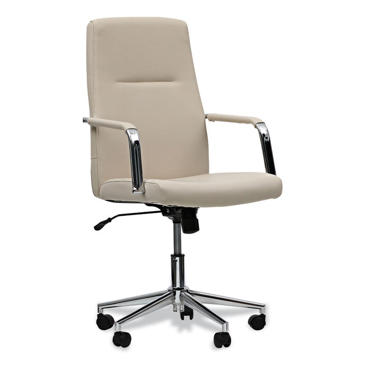Workspace by Alera - Leather Task Chair, Supports Up to 275 lb, 18.19" to 21.93" Seat Height, White Seat, White Back