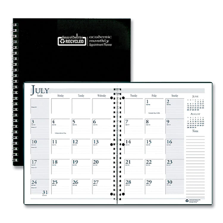 House of Doolittle - Spiralbound Academic Monthly Planner, 11 x 8.5, Black Cover, 14-Month (July to Aug): 2023 to 2024