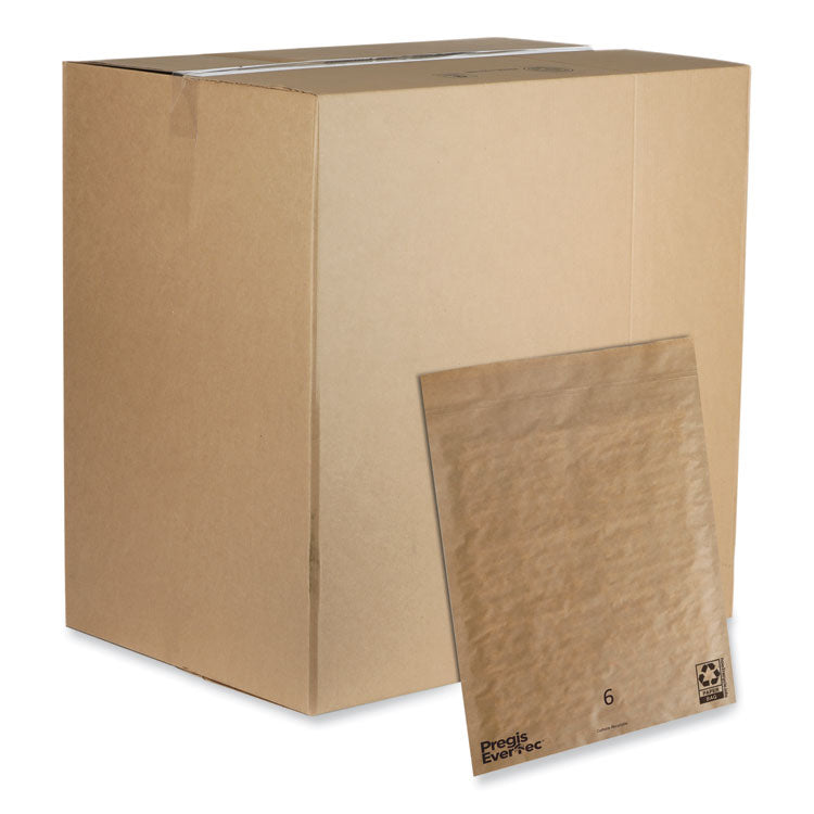 Pregis - EverTec Curbside Recyclable Padded Mailer, #6, Kraft Paper, Self-Adhesive Closure, 14 x 18, Brown, 50/Carton