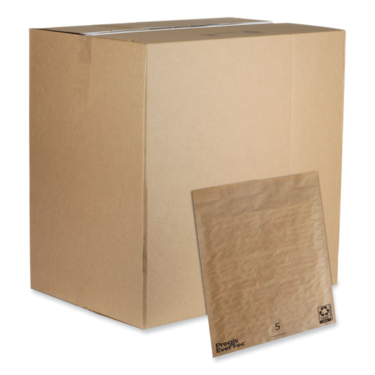 Pregis - EverTec Curbside Recyclable Padded Mailer, #5, Kraft Paper, Self-Adhesive Closure, 12 x 15, Brown, 100/Carton