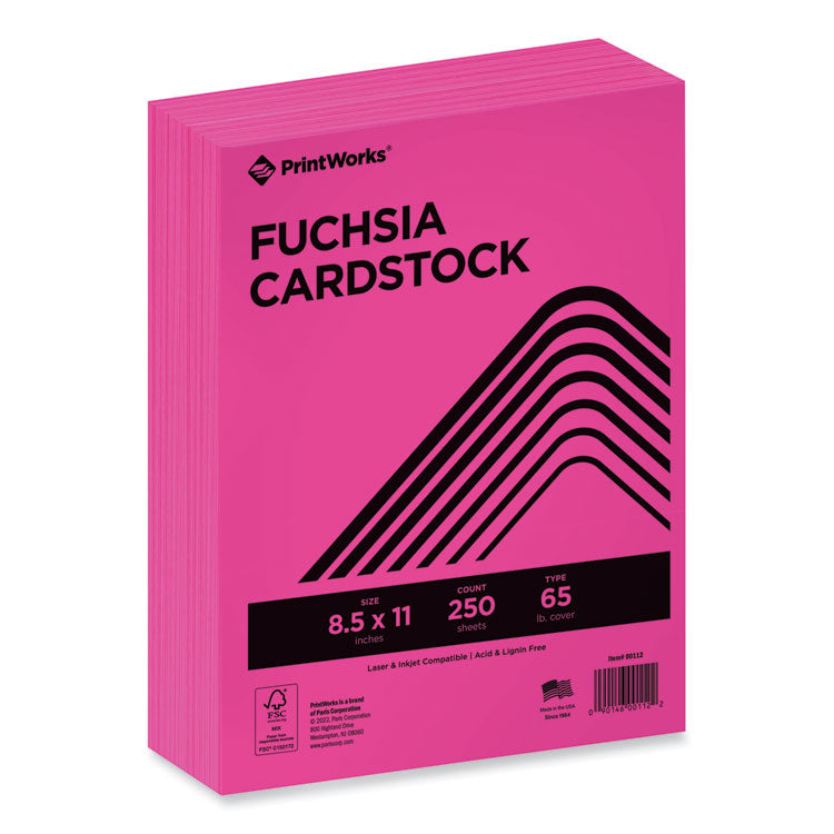 PrintWorks Professional - Color Cardstock, 65 lb Cover Weight, 8.5 x 11, Fuchsia, 250/Ream