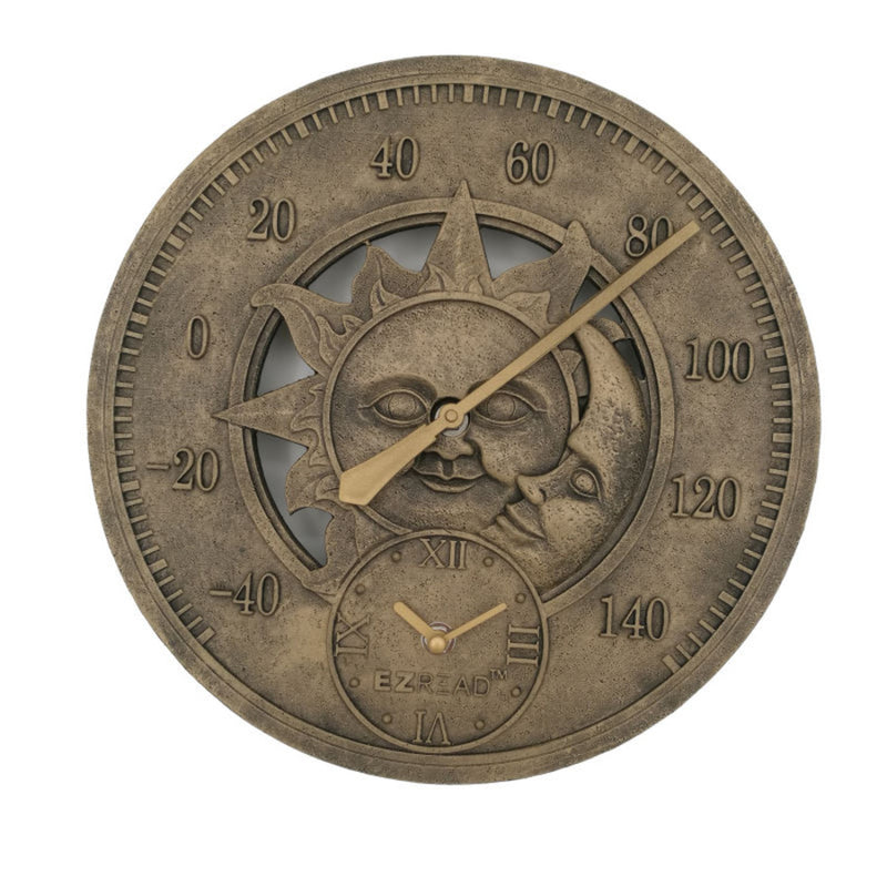 HEADWIND CONSUMER PRODUCTS - Headwind Consumer Products EZ Read Sun/Moon Clock/Thermometer Metal Brown 12 in. - Case of 4