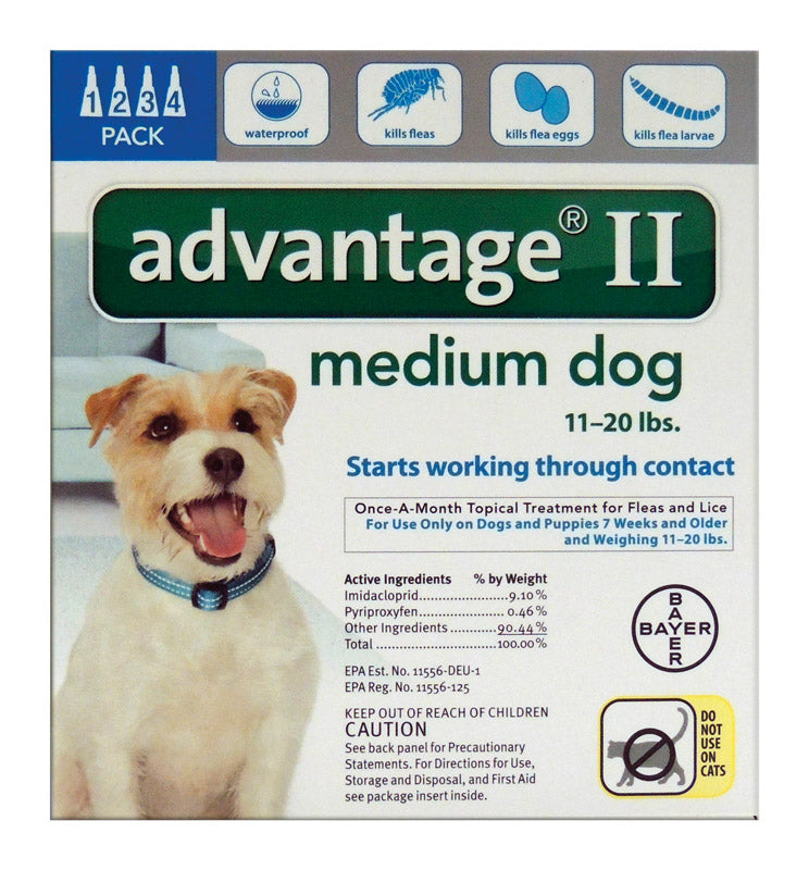 BAYER - Bayer Advantage II Liquid Dog Flea Drops Imidacloprid/Pyriproxyfen 0.14 oz