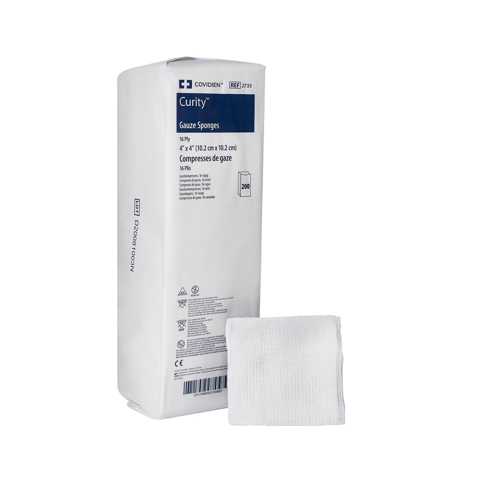 Cardinal - Gauze Sponge Curity™ 4 X 4 Inch 16-Ply NonSterile 200 per Pack [200/BG]