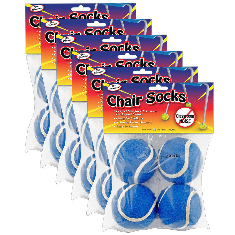 THE PENCIL GRIP - Chair Socks, Blue, 4 Per Pack, 6 Packs