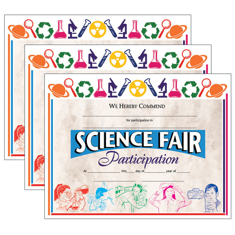 HAYES PUBLISHING - Science Fair Participation Award, 8.5" x 11", 30 Per Pack, 3 Packs