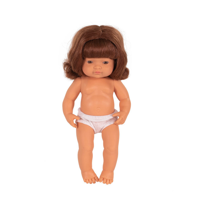 MINILAND EDUCATIONAL - Anatomically Correct 15" Baby Doll, Caucasian Girl, Red Hair