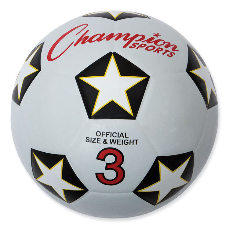 Champion Sports - Rubber Sports Ball, For Soccer, No. 3 Size, White/Black