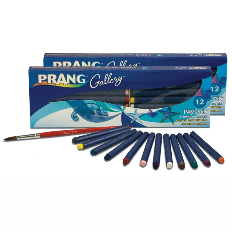 PRANG - Payons™ Watercolor Crayon Set with Brush, Assorted Colors, 12 Per Pack, 2 Packs