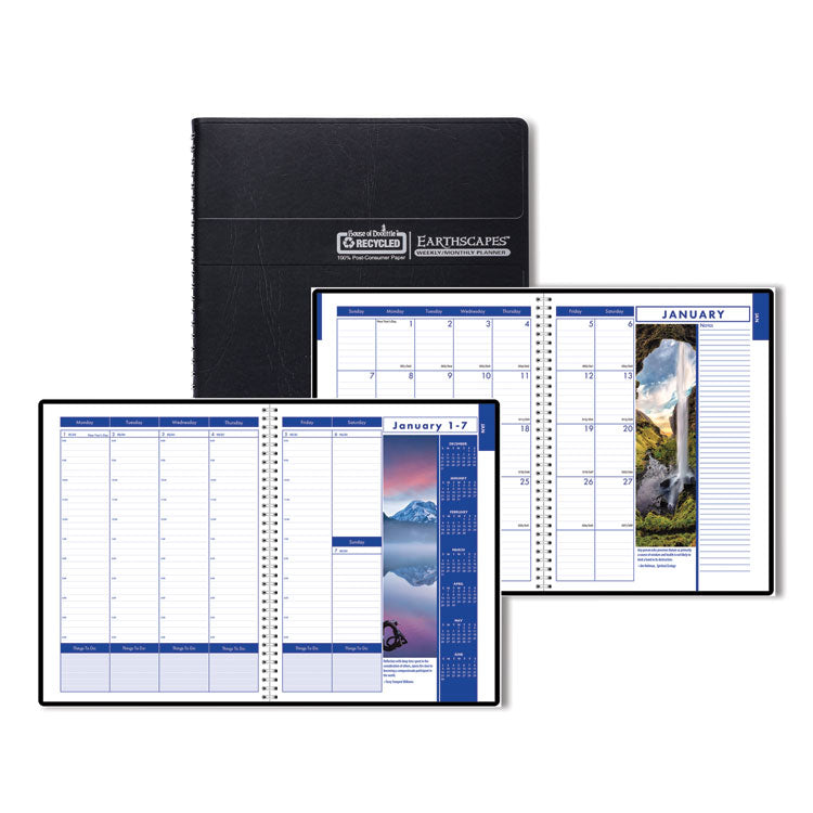 House of Doolittle - Earthscapes Recycled Weekly/Monthly Appointment Book, Landscape Photos, 11 x 8.5, Black Soft Cover, 12-Month (Jan-Dec): 2024