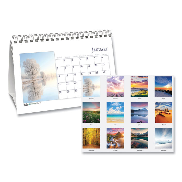 House of Doolittle - Earthscapes Recycled Desk Tent Monthly Calendar, Scenic Photography, 8.5 x 4.5, White Sheets, 12-Month (Jan to Dec): 2024