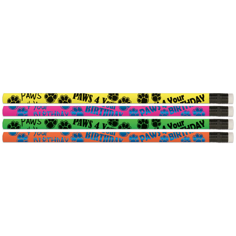 MUSGRAVE PENCIL COMPANY - Paws 4 Your Birthday Pencils, 12 Per Pack, 12 Packs