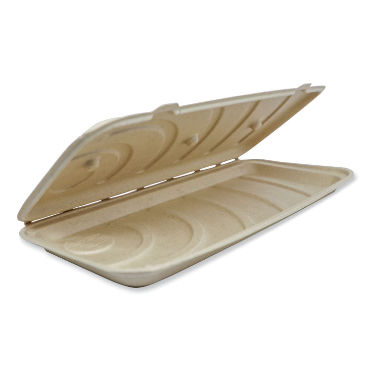 World Centric - Fiber Hinged Containers, 13.7 x 6.6 x 1.3, Natural, Paper, 200/Carton