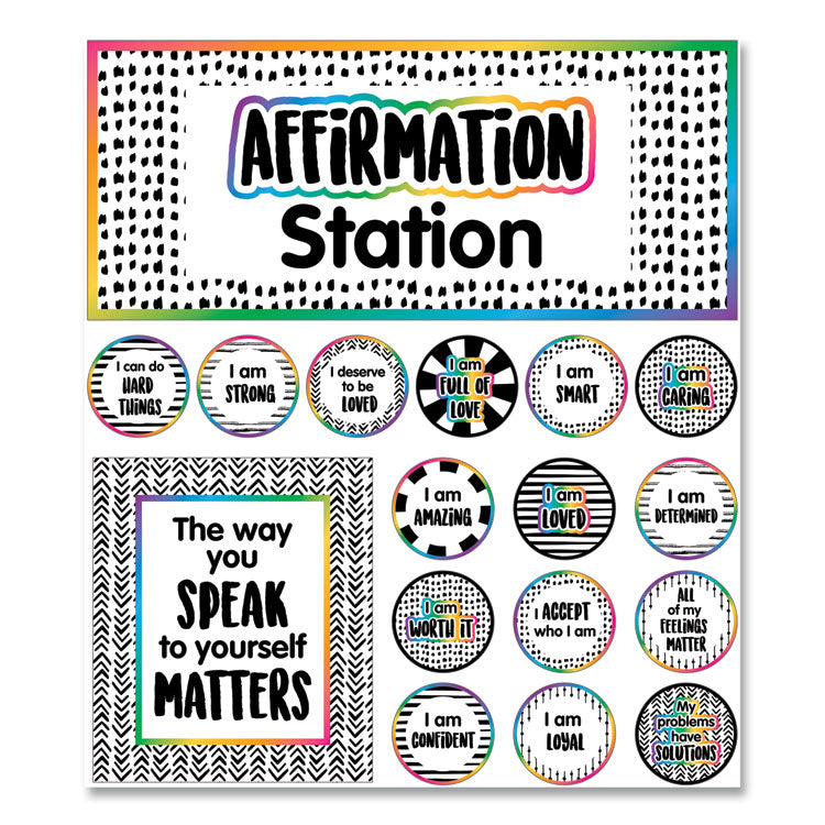 Carson-Dellosa Education - Motivational Bulletin Board Sets, Affirmation Station, Multicolor, 13.8 x 16, 32 Pieces