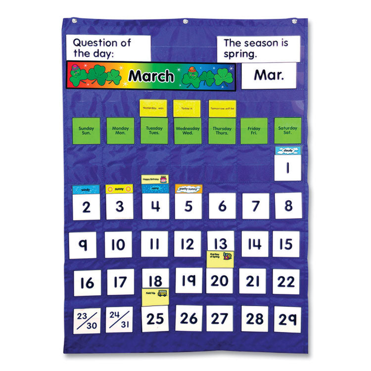Carson-Dellosa Education - Complete Calendar and Weather Pocket Chart, 51 Pockets, 26 x 37.25, Blue