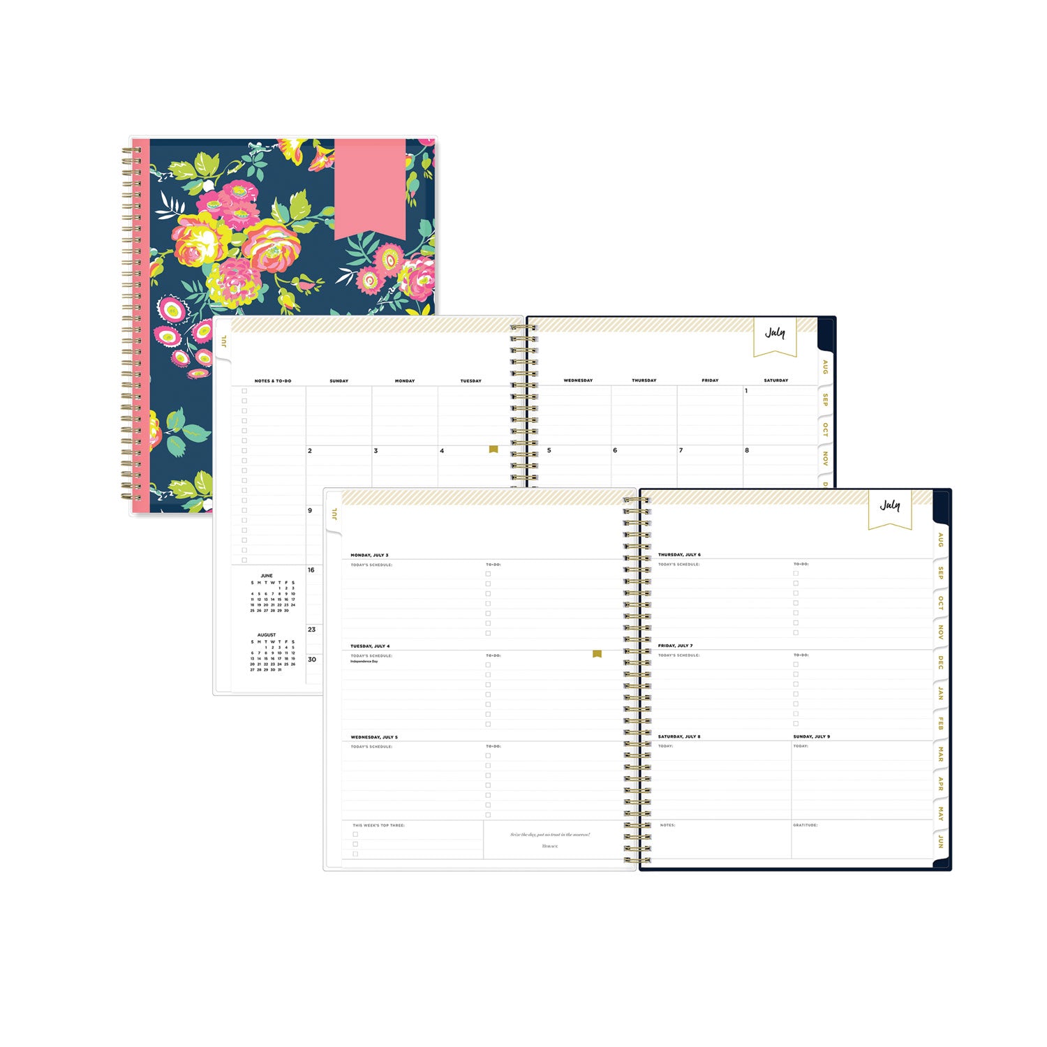 Day Designer Peyton Create-Your-Own Cover Weekly/Monthly Planner, Floral, 11 x 8.5, Navy, 12-Month (July to June): 2025-2026