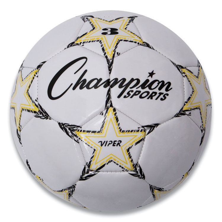 Champion Sports - VIPER Soccer Ball, No. 3 Size, 7.25" to 7.5" Diameter, White