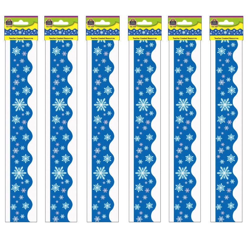 TEACHER CREATED RESOURCES - Snowflakes Border Trim, 35 Feet Per Pack, 6 Packs