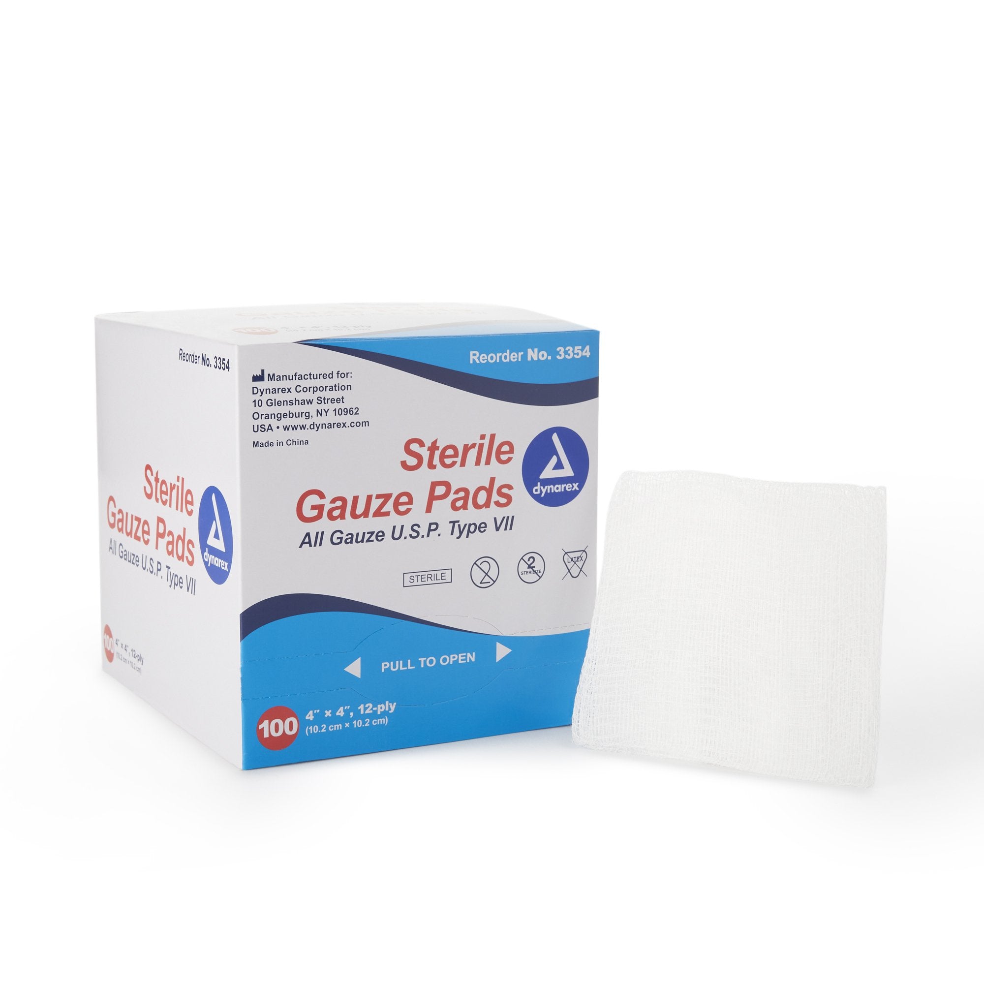 Dynarex - Gauze Sponge Dynarex® 4 X 4 Inch 12-Ply Sterile 1 per Pack [1/BX]