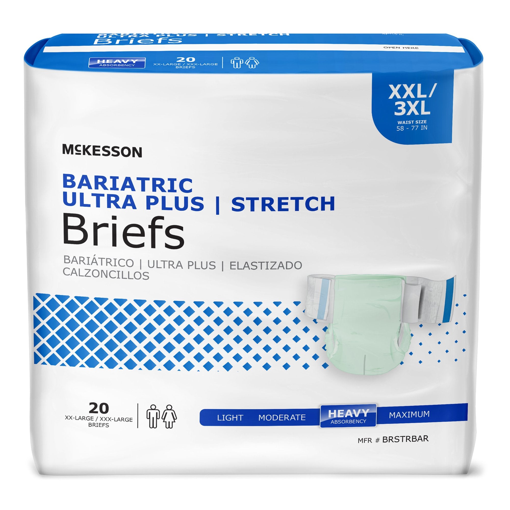 McKesson Brand - Unisex Adult Incontinence Brief McKesson Ultra Plus Stretch 2X-Large / 3X-Large Disposable Heavy Absorbency [20/BG]