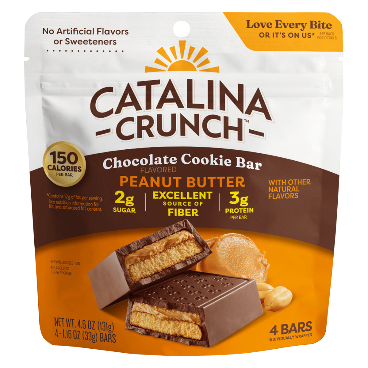 Catalina Crunch Chocolate with Peanut Butter Flavor Cookie Bar, 4-1.16 oz Bars - Case of 6