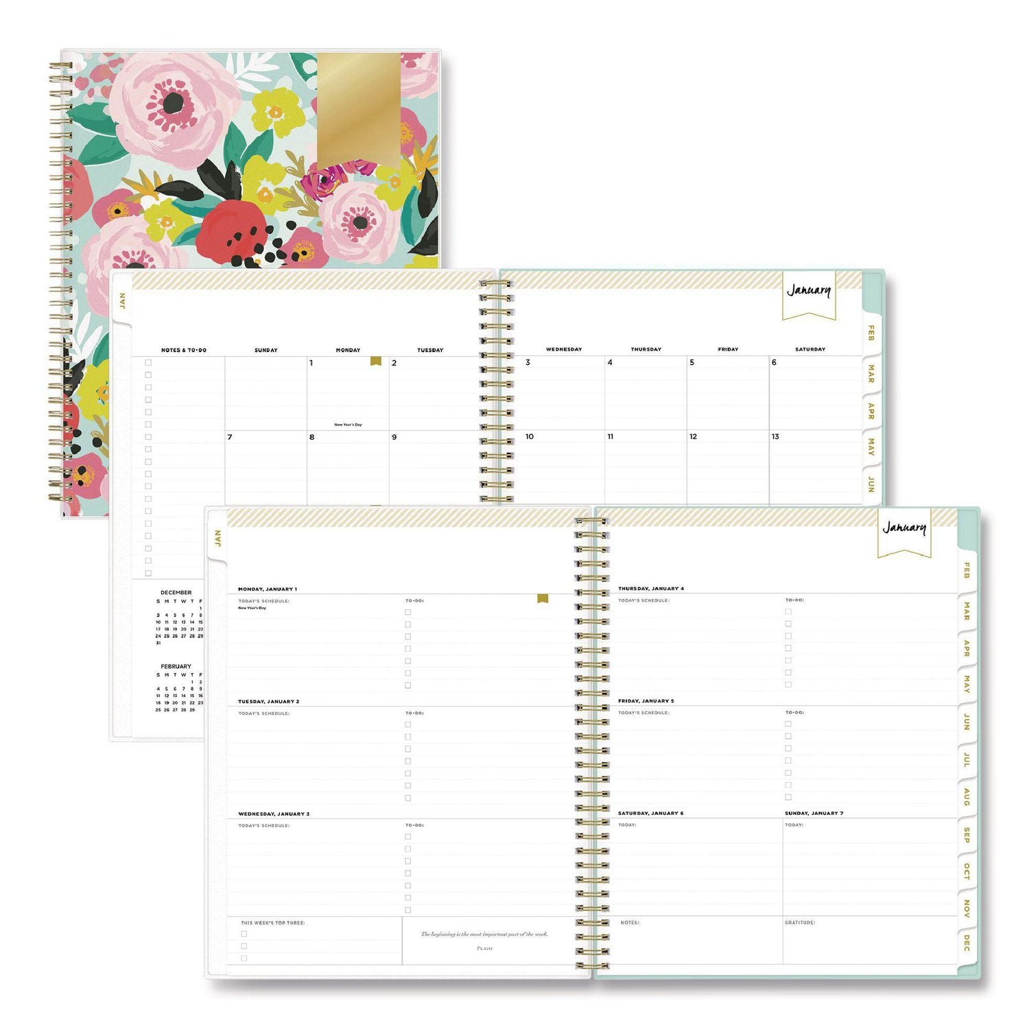 Day Designer Secret Garden Mint Frosted Weekly/Monthly Planner, Floral Artwork, 11 x 8.5, 12-Month (Jan to Dec): 2026