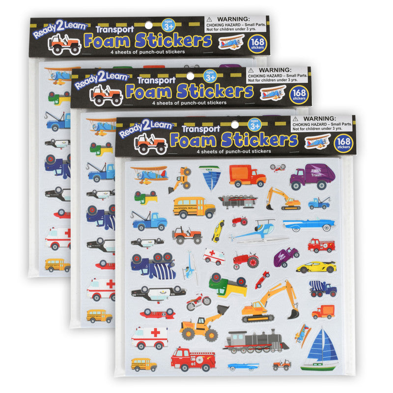 READY 2 LEARN - Foam Stickers - Transport - 168 Per Pack - 3 Packs