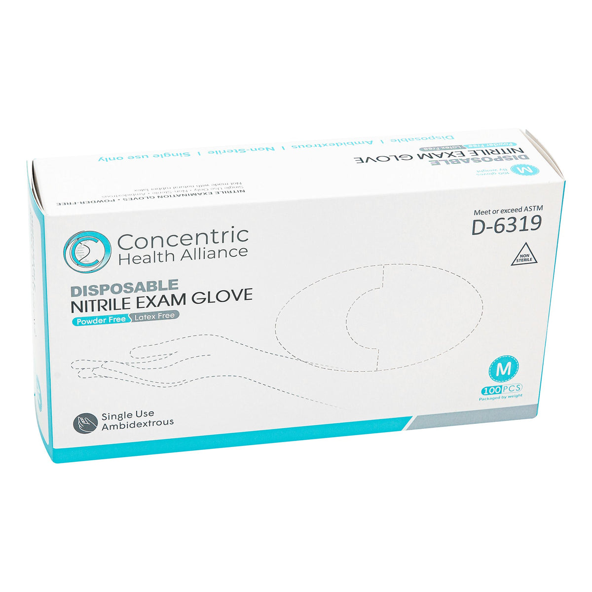 Concentric Health Alliance - Exam Glove Concentric Medium NonSterile Nitrile Standard Cuff Length Blue Not Rated [1/BX]