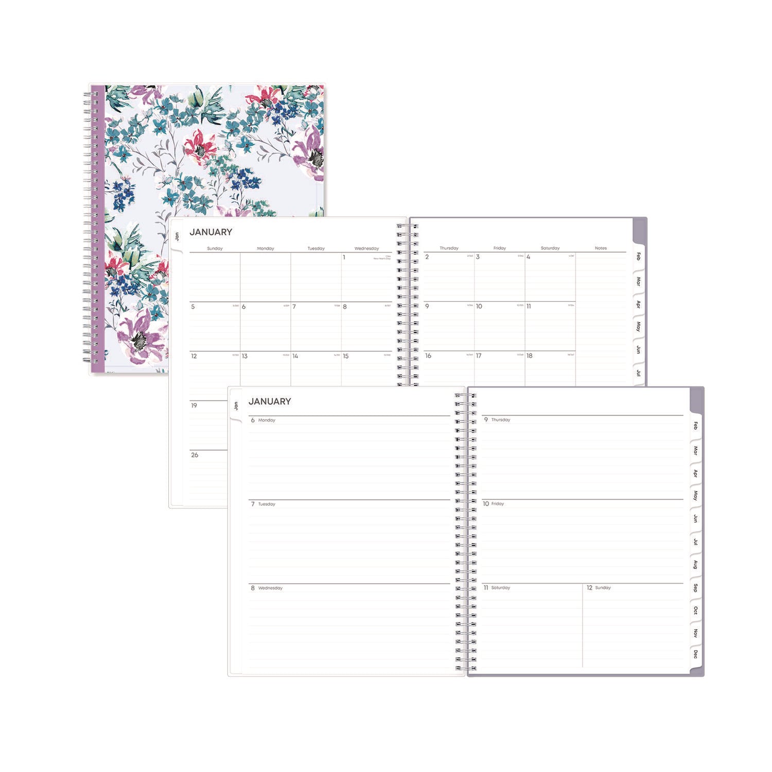 Laila Create-Your-Own Cover Weekly/Monthly Planner, Wildflower Artwork, 11 x 8.5, Purple/Blue/Pink, 12-Month (Jan-Dec): 2026