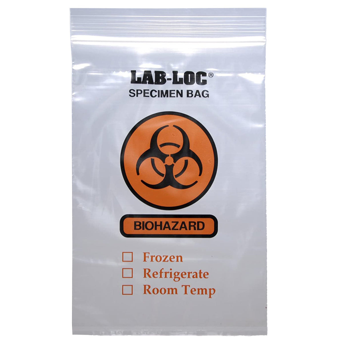 Elkay Plastics - Specimen Transport Bag with Document Pouch Lab-Loc® 6 X 9 Inch Zip Closure Biohazard Symbol / Storage Instructions NonSterile [100/PK]