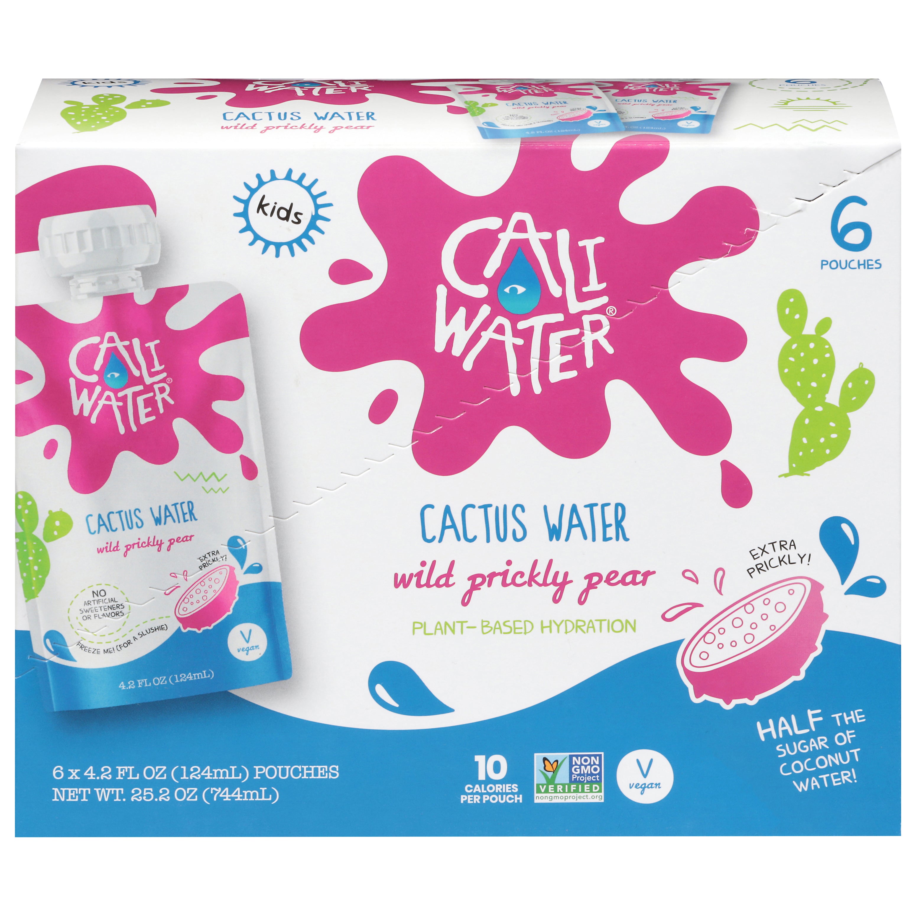 Caliwater Kids Wild Prickly Pear Cactus Water 6 - 4.2 fl oz Pouches - Case of 6