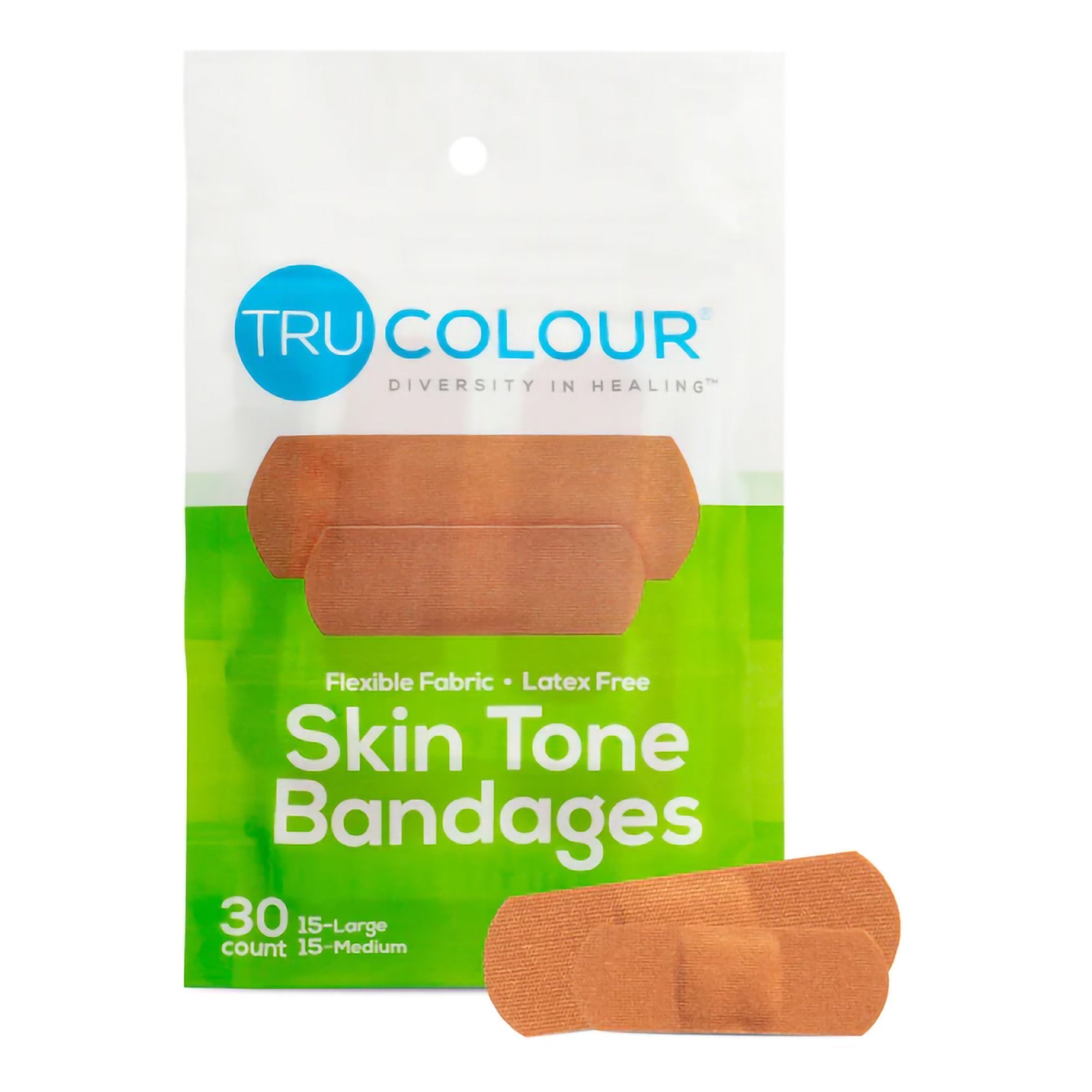 Tru-Colour Products LLC - Waterproof Adhesive Strip Tru-Colour® 1 X 3 Inch Fabric Rectangle Olive Sterile [30/PK]