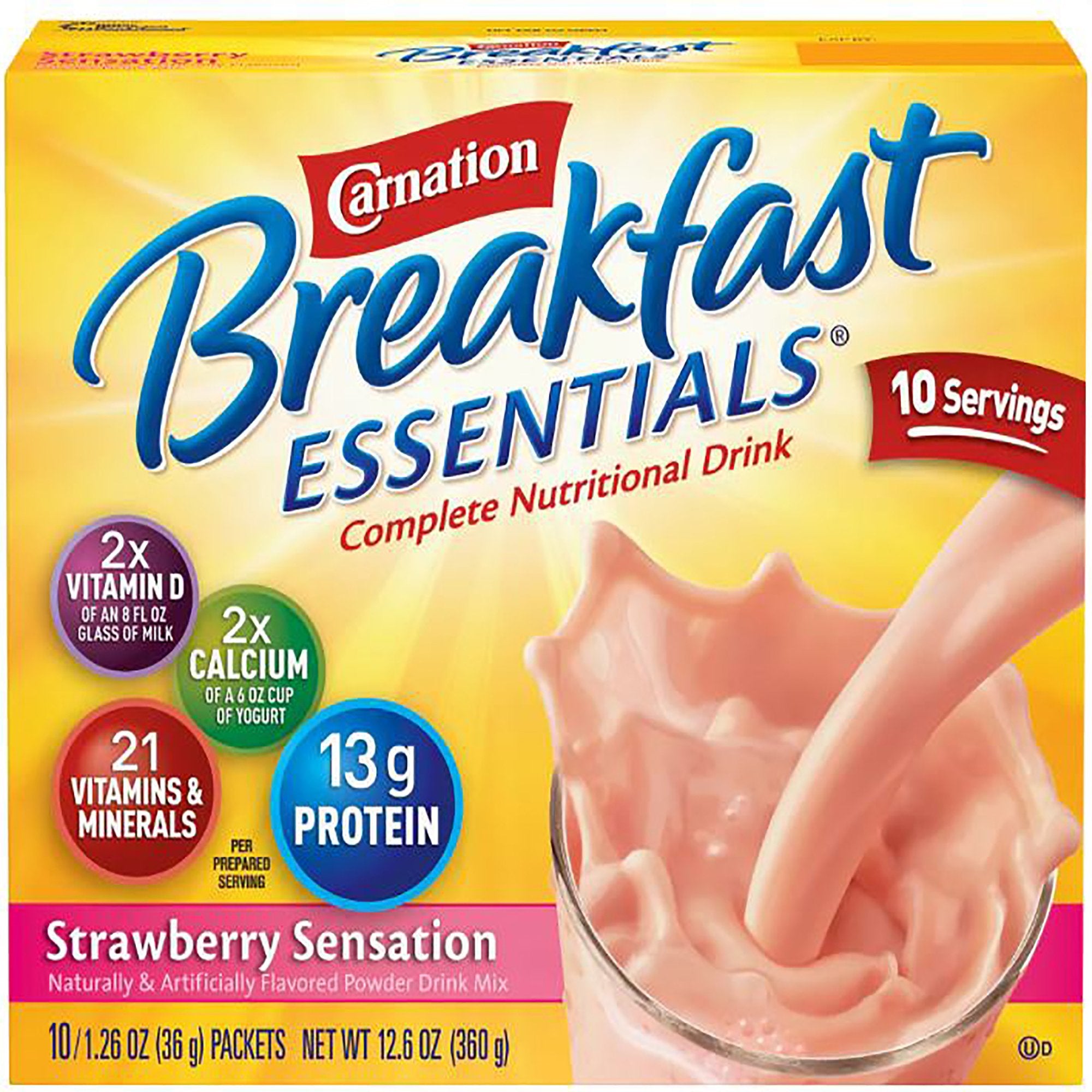 Nestle Healthcare Nutrition - Oral Supplement Carnation Breakfast Essentials® Strawberry Sensation Flavor Powder 1.26 oz. Individual Packet [10/BX] (714273_BX)