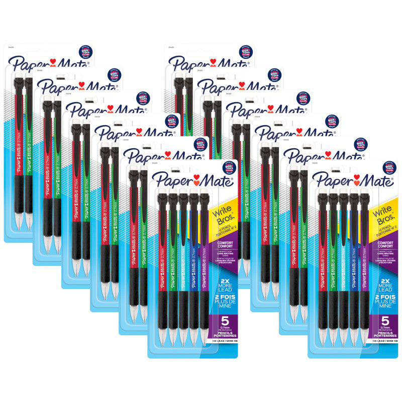 PAPER MATE - Write Bros® Comfort Mechanical Pencil, 0.7mm, Assorted, 5 Per Pack, 12 Packs
