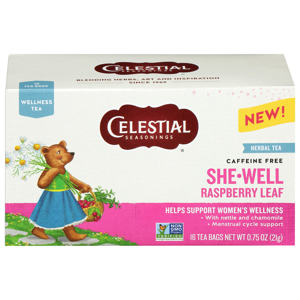 Celestial Seasonings She Well Raspberry Leaf Wellness Tea 16 Bags - Case of 6